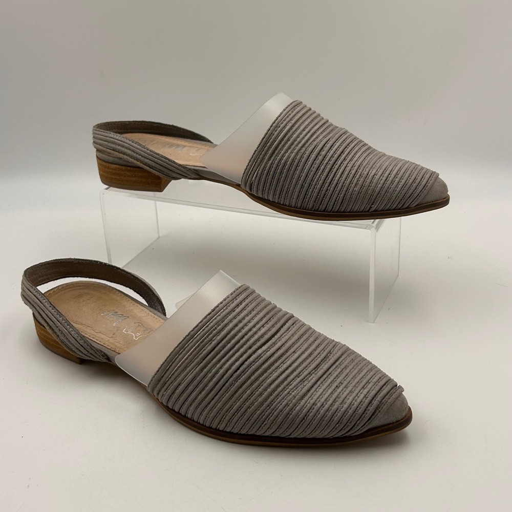 Mi.im Slingback Flats Womens 8.5 Gray Textured Leather Pointed‎ Toe Boho Chic